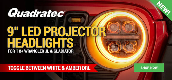 Quadratec STEALTH 9" LED Projector Headlights for 18-26 Jeep Wrangler JL & Gladiator JT