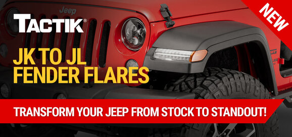 TACTIK JK to JL Style Fender Flares for 07-18 Jeep Wrangler JK