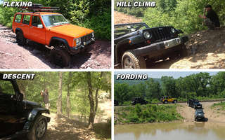 Examples of common trail obstacles.