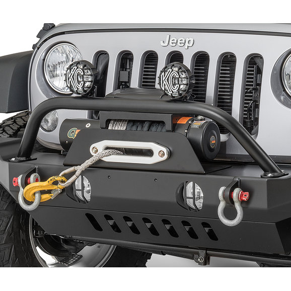 HyLine OffRoad Front Bumper Winch Guard Light Bar HyLine OffRoad 400100170 Front Bumper Winch Guard Light Bar for 07-18 Jeep Wrangler JK