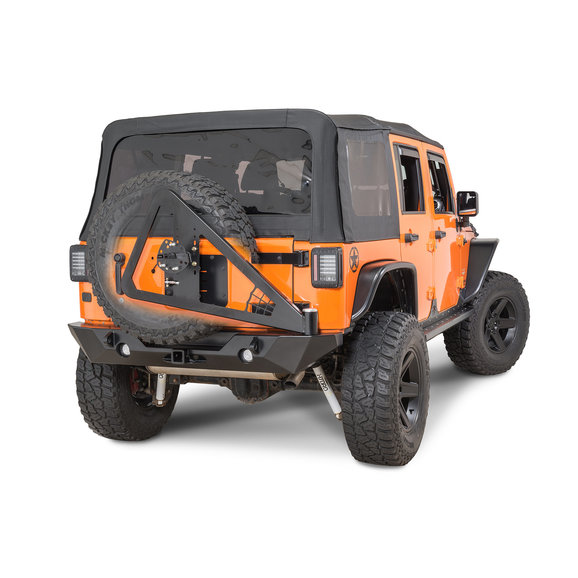 Poison Spyder RockBrawler II Rear Bumper with Tire Carrier in SpyderShell Armor Coat Poison Spyder 1762020P1 RockBrawler II Rear Bumper with Tire Carrier in SpyderShell Armor Coat for 07-18 Jeep Wrangler JK