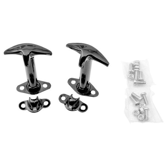 Crown Automotive Black Hood Latch Set Crown Automotive 488601 Black Hood Latch Set for 42-95 Jeep CJ & Wrangler YJ