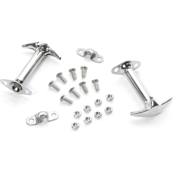 Crown Automotive Stainless Steel Hood Latch Set Crown Automotive RT34011 Stainless Steel Hood Latch Set for 42-95 Jeep CJ & Wrangler YJ
