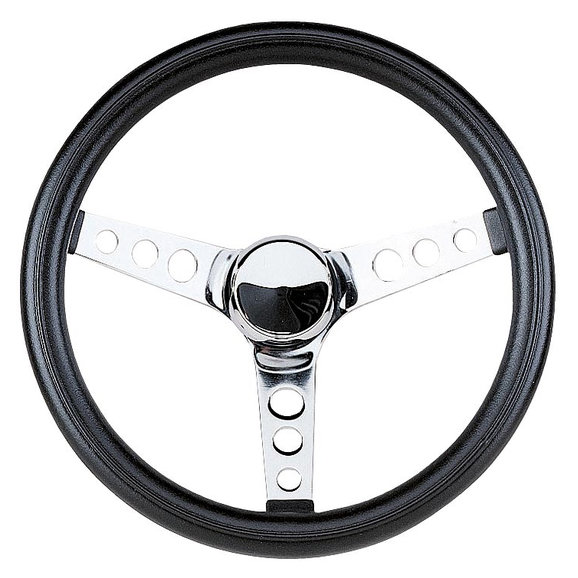 Grant Products Classic Steering Wheel in Black Cushion Grip Grant Products 838 Classic Steering Wheel in Black Cushion Grip with Chrome Spokes