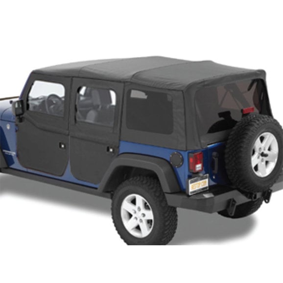 Bestop Supertop NX Soft Top with 2 Piece Soft Doors and Tinted Windows In  Black Diamond for 07-18 Jeep Wrangler Unlimited JK 4 Door | Quadratec