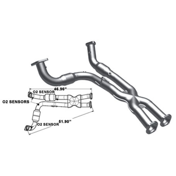 Magnaflow 49 State Direct-Fit Front Y Pipe Magnaflow 49046 49 State Direct-Fit Front Y Pipe for 06-09 Jeep Grand Cherokee SRT8