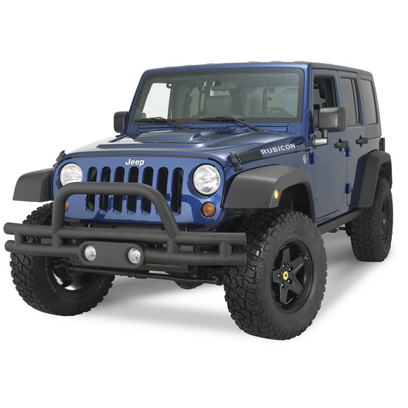 Rampage Products Front Double Tube Bumper with Fog Light Holes in Textured Black Rampage Products 88625 Front Double Tube Bumper with Fog Light Holes in Textured Black for 07-22 Jeep Wrangler JL, JK & Gladiator JT