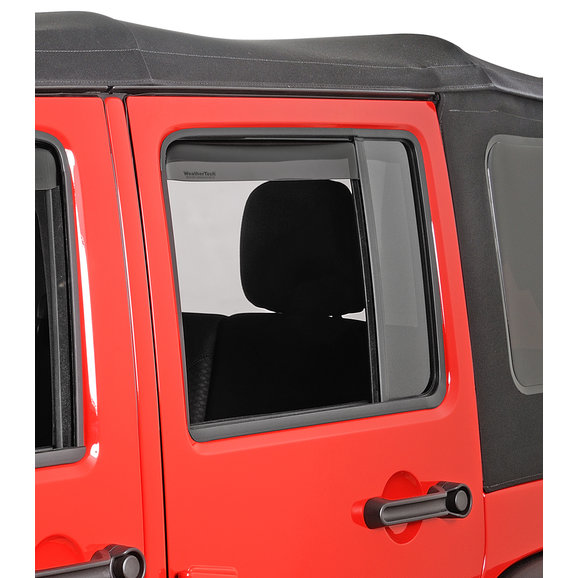 WeatherTech Rear Side Window Deflectors in Dark Smoke WeatherTech 81443IM Rear Side Window Deflectors in Dark Smoke for 07-18 Jeep Wrangler Unlimited JK