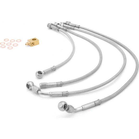 Rugged Ridge Rear 4" Braided Stainless Steel Brake Hose Rugged Ridge 16735.02 Rear 4" Braided Stainless Steel Brake Hose for 66-72 Jeep CJ-5 & CJ-6 with 10" Drum Brakes