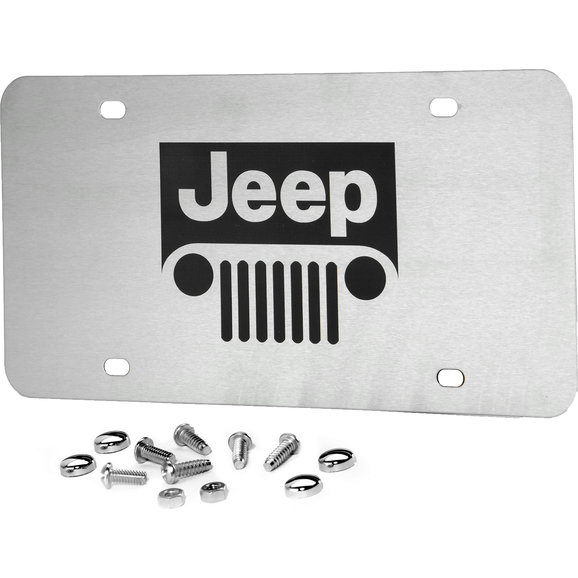Automotive Gold Laser Etched Stainless Steel Jeep Grille Logo License Plate Automotive Gold PLJEEGES Laser Etched Stainless Steel Jeep Grille Logo License Plate