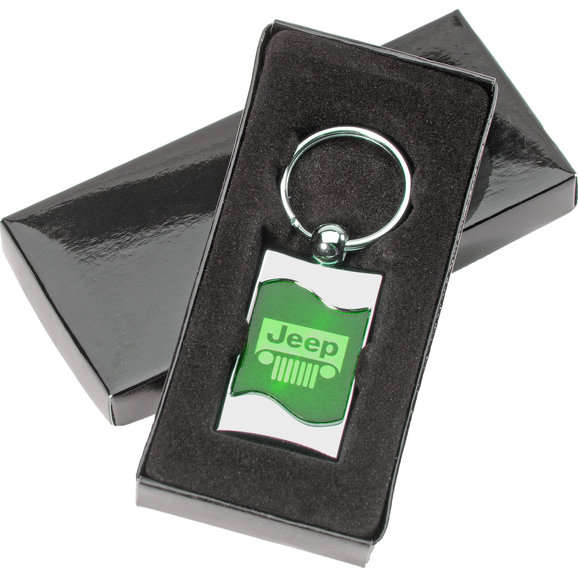 Automotive Gold Jeep Grille Logo Rectangular Wave Keychain Automotive Gold Jeep Grille Logo Rectangular Wave Keychain