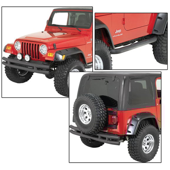 Quadratec QR3 Front Tube Bumper without Hoop, Rear Tube Bumper with Hitch & Free Side Steps Quadratec QR3 Front Tube Bumper without Hoop, Rear Tube Bumper with Hitch & Free Side Steps for 87-06 Jeep Wrangler YJ & TJ