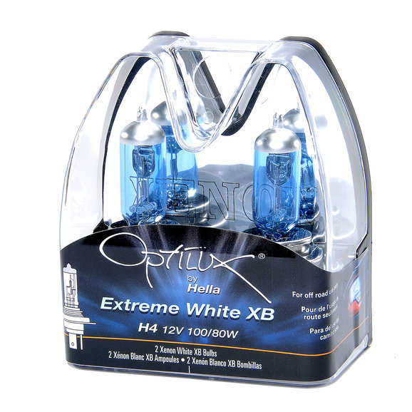 Hella Optilux by  Extreme White H4 12V 100/80W XB Bulb Pair Hella H71070201 Optilux by  Extreme White H4 12V 100/80W XB Bulb Pair