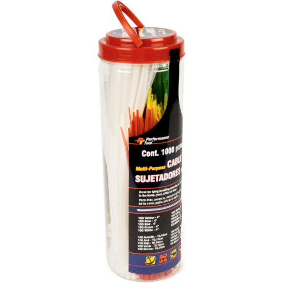 Performance Tool 1,000 Piece Cable Tie Assortment Performance Tool W2925 1,000 Piece Cable Tie Assortment