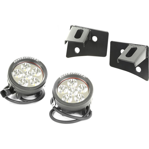 Rugged Ridge Windshield Light Bracket Kit in Black with Round LED Lights Rugged Ridge 11027.11 Windshield Light Bracket Kit in Black with Round LED Lights for 07-18 Jeep Wrangler JK