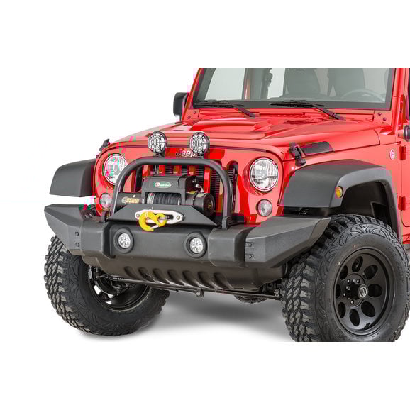 Rock Hard 4X4 Over Rider Hoop with Light Tabs Rock Hard 4X4 RH-5013 Over Rider Hoop with Light Tabs for 07-18 Jeep Wrangler JK with Rock Hard Winch Mount