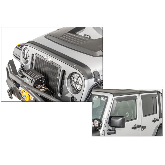 AVS Aeroskin and Ventvisor Combo Kit in Matte Black AVS 56034060 Aeroskin and Ventvisor Combo Kit in Matte Black for 07-18 Jeep Wrangler JK Unlimited