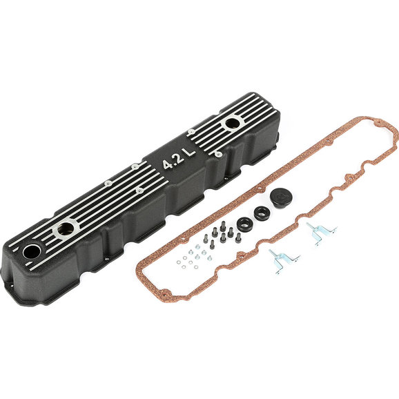 OMIX Black Aluminum Valve Cover OMIX 17401.21 Black Aluminum Valve Cover for 81-86 Jeep CJ with 4.2L