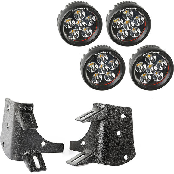 Rugged Ridge A-Pillar Light Mount Brackets Kit with 3.5" Round LED Lights Rugged Ridge 11232.37 A-Pillar Light Mount Brackets Kit with 3.5" Round LED Lights for 97-06 Jeep Wrangler TJ