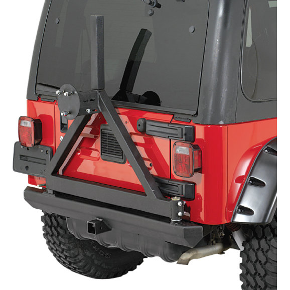 Rugged Ridge Classic Rock Bumper Rear Tire Carrier with 2" Receiver in Textured Black Rugged Ridge Classic Rock Bumper Rear Tire Carrier with 2" Receiver in Textured Black for 87-06 Jeep Wrangler YJ & TJ