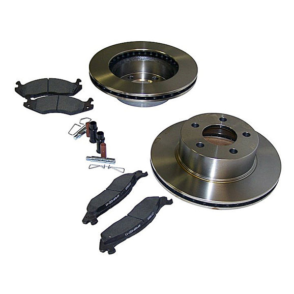 Crown Automotive Front Disc Brake Service Kit Crown Automotive 3251156K Front Disc Brake Service Kit for 87-89 Jeep Wrangler YJ and 84-89 Cherokee XJ & Comanche MJ with 4WD