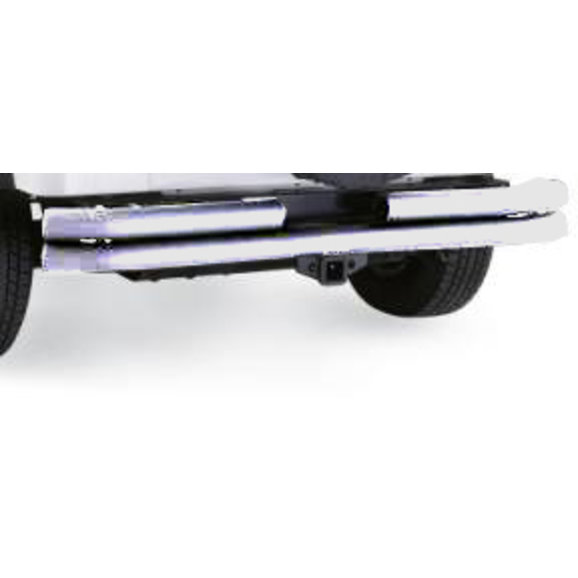 Rampage Products Rear Double Tube Bumper with Receiver Hitch in Stainless Steel Rampage Products 8448 Rear Double Tube Bumper with Receiver Hitch in Stainless Steel for 87-06 Jeep Wrangler YJ, TJ & Unlimited
