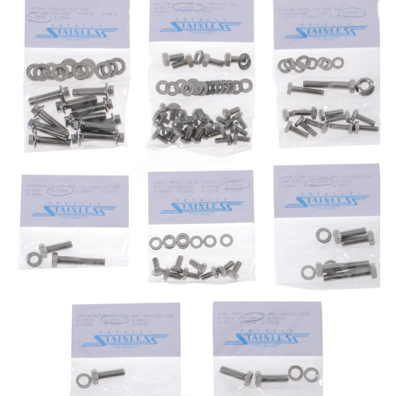 Totally Stainless Stainless Steel Hex Head Engine Kit Totally Stainless 6-3581 Stainless Steel Hex Head Engine Kit for 81-90 Jeep CJ & Wrangler YJ with 258 & OEM Plastic Valve Cover