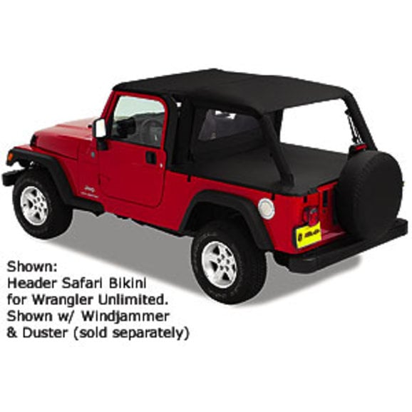 Bestop 52544-35 Header Safari Bikini Top in Black Diamond for 04-06 Jeep Wrangler TJ Unlimited | Quadratec Bestop 52544-35 Header Safari Bikini Top in Black Diamond for 04-06 Jeep Wrangler TJ Unlimited | Quadratec