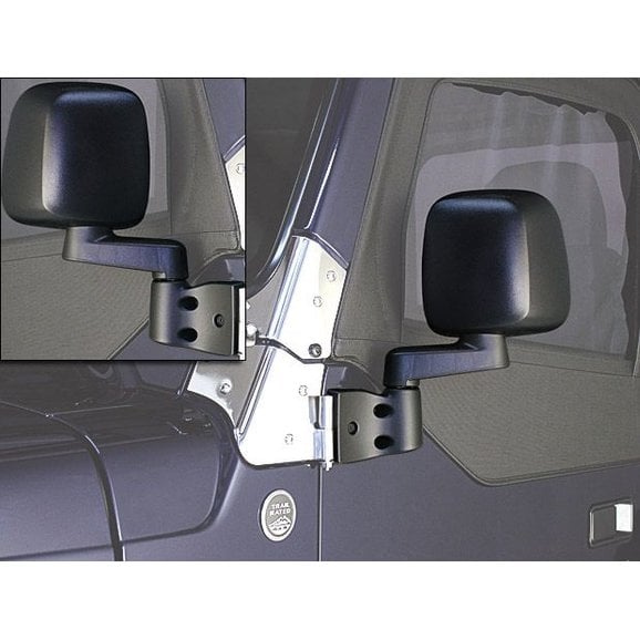 Crown Automotive Modern Style Mirror Set for 87-06 Jeep Wrangler YJ & TJ  with Half Doors & 94-06 Jeep Wrangler YJ, TJ & Unlimited with Full Doors |  Quadratec