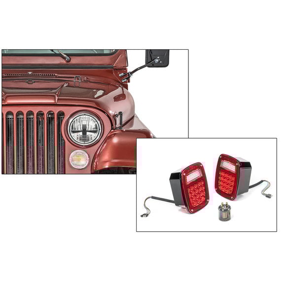 Quadratec Gen II LED Headlights & LED Tail Light Kit Quadratec Gen II LED Headlights & LED Tail Light Kit for 76-86 Jeep CJ-5 & CJ-7