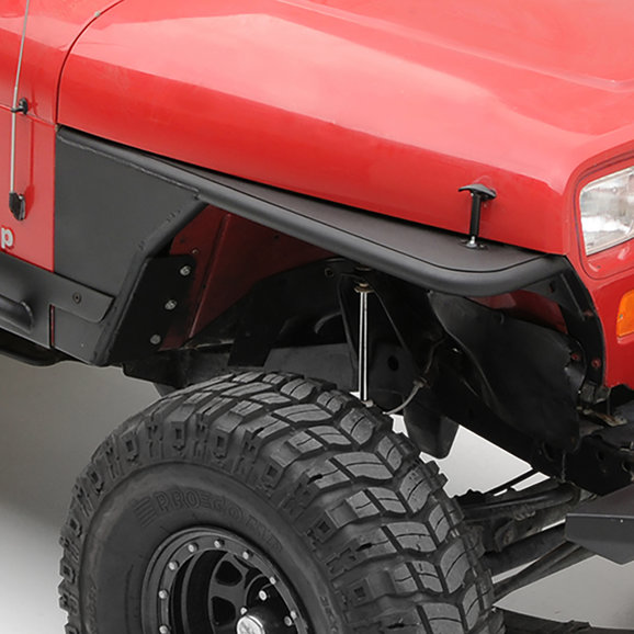 Smittybilt Front XRC Tube Fenders without Flare in Textured Black for 7606 Jeep CJ7, Wrangler