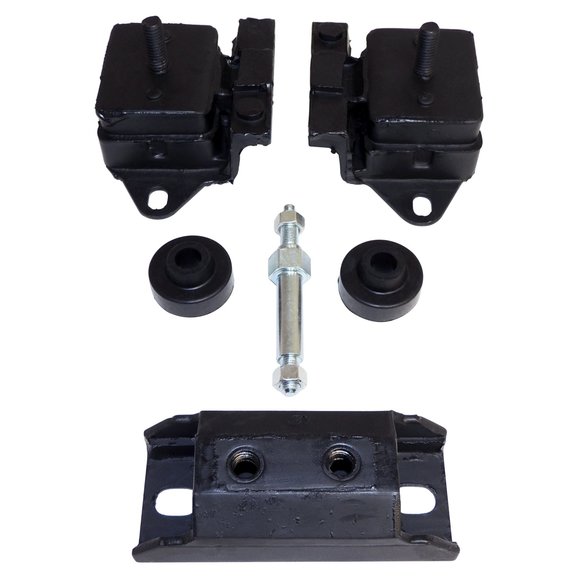 Crown Automotive Engine & Transmission Mount Kit Crown Automotive 8128488K Engine & Transmission Mount Kit for 77-86 Jeep CJ with 6 Cylinder Engine