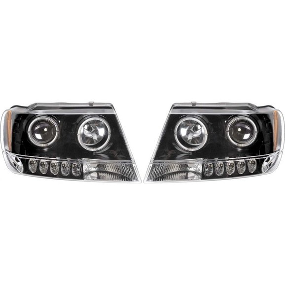 Anzo USA Headlights with Projector & Halo Anzo USA Headlights with Projector & Halo for 99-04 Jeep Grand Cherokee WJ