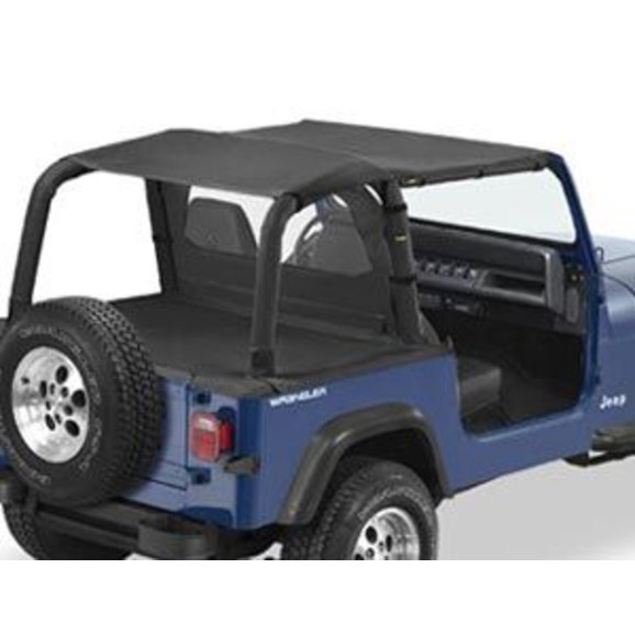 Bestop Safari Bikini, Duster & Windjammer Summer Combo in Black Denim Bestop FTOP BLK Safari Bikini, Duster & Windjammer Summer Combo in Black Denim for 92-95 Jeep Wrangler YJ with O.E. Soft Top