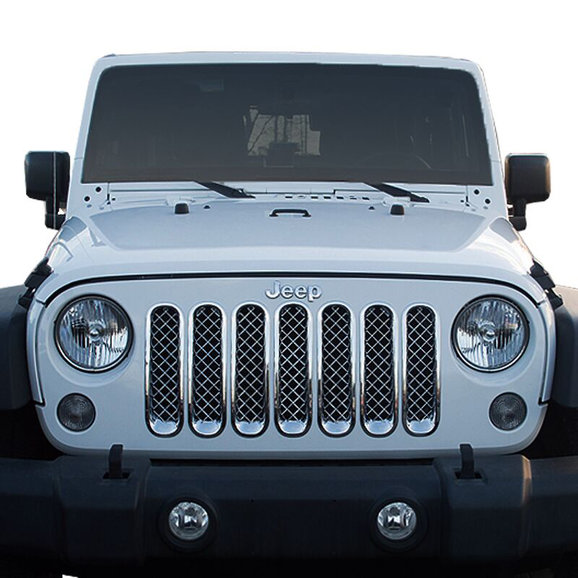 Black Horse Offroad Chrome ABS Plastic Mesh Grille Black Horse Offroad BH-ABS414 Chrome ABS Plastic Mesh Grille for 07-18 Jeep Wrangler JK & Unlimited JK
