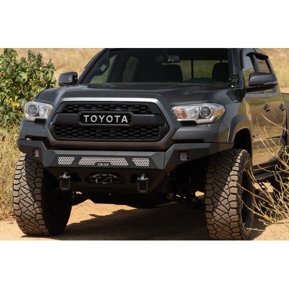 DV8 Toyota Tacoma Gen3 MTO Series Winch Front Bumper Install Close DV8 Toyota Tacoma Gen3 MTO Series Winch Front Bumper Install Close