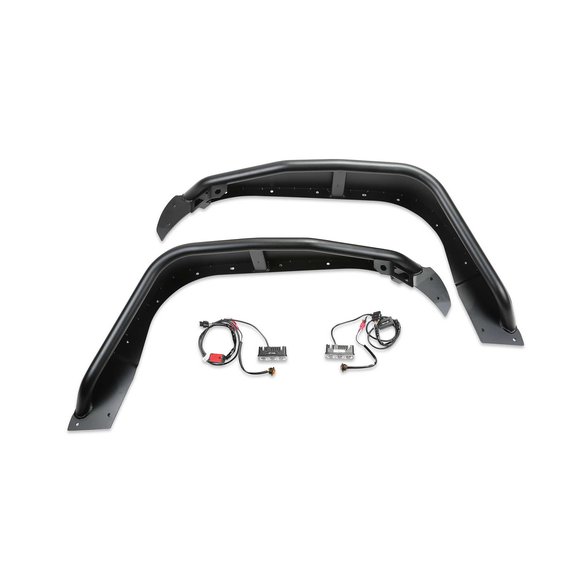Fabtech Front Steel Tube Fenders Fabtech FTS24212 Front Steel Tube Fenders for 18-22 Jeep Wrangler JL and Gladiator JT
