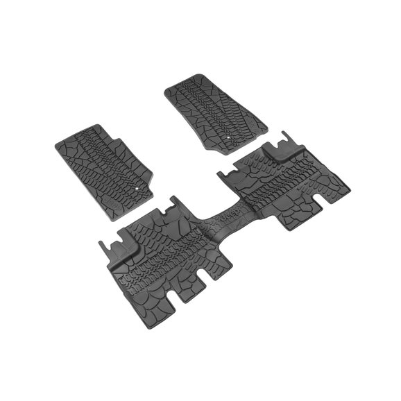 Mopar Floor Slush Mats with Tire Tread Pattern Mopar 82210166AD Floor Slush Mats with Tire Tread Pattern for 07-13 Jeep Wrangler Unlimited JK 4 Door