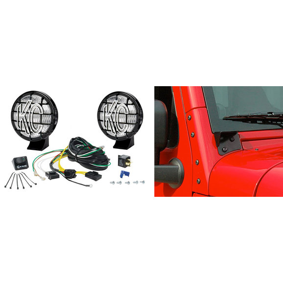 KC HiLiTES 5" Apollo Pro Fog Lights with Windshield Mount Brackets KC HiLiTES E MOUNT JK 5" Apollo Pro Fog Lights with Windshield Mount Brackets for 07-18 Jeep Wrangler JK