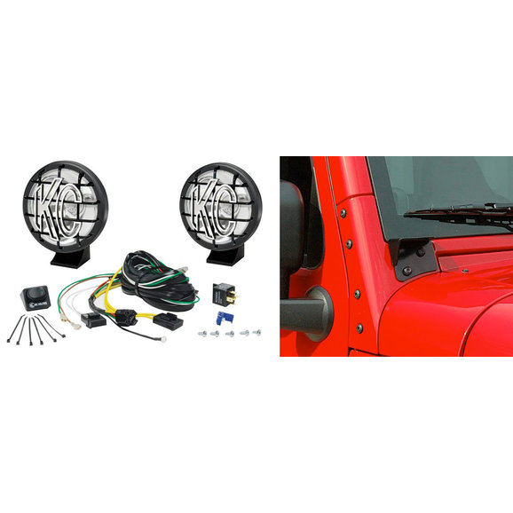 KC HiLiTES 5" Apollo Pro Long Range Lights with Windshield Mount Brackets KC HiLiTES E MOUNT JK 5" Apollo Pro Long Range Lights with Windshield Mount Brackets for 07-18 Jeep Wrangler JK