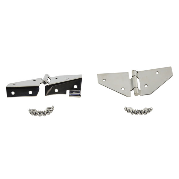 Kentrol Polished Stainless Steel Windshield Hinge Set Kentrol 30427 Polished Stainless Steel Windshield Hinge Set for 76-95 Jeep CJ & Wrangler YJ