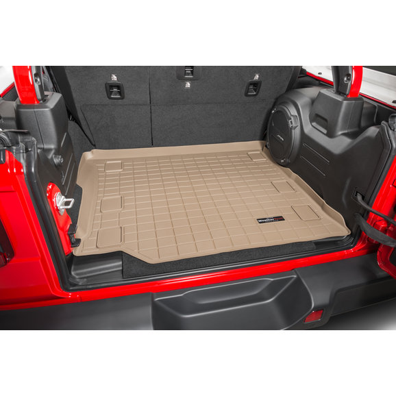 Weathertech Rear Cargo Liner In Tan For 18 20 Jeep Wrangler Jl Unlimited With Leather Seats Quadratec