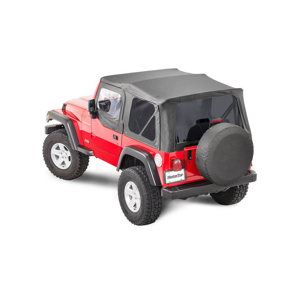 Mastertop Premium Replacement Soft Top With Tinted Windows Upper Door Skins For 97 06 Jeep Wrangler Tj Quadratec