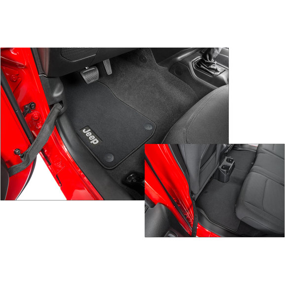 Mopar Carpeted Floor Mats in Black Mopar 82215201AC Carpeted Floor Mats in Black for 18-24 Jeep Wrangler JL Unlimited