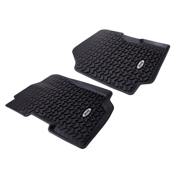 OMIX Jeep Logo All Terrain Front Floor Liner Pair OMIX DMC-12920.22 Jeep Logo All Terrain Front Floor Liner Pair for 76-95 Jeep CJ-5, CJ-7, CJ-8 Scrambler & Wrangler YJ