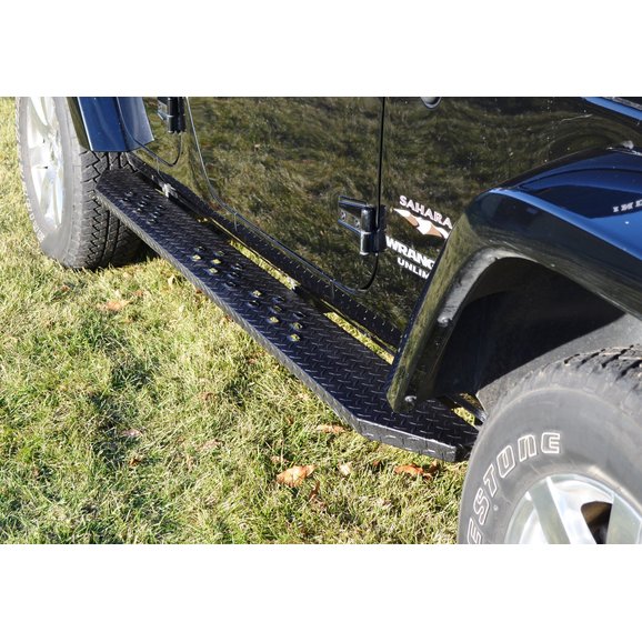 Owens Products Venum Star Burst Running Boards Diamond Tread Mill Finish Black Aluminum Owens Products 850031382 Venum Star Burst Running Boards Diamond Tread Mill Finish Black Aluminum for 18-19 Jeep Wrangler JL Unlimited