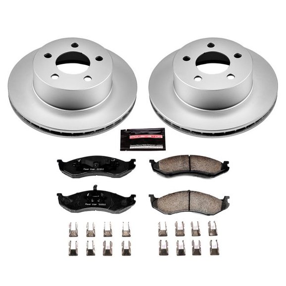 Power Stop Front Z17 Evolution Geomet Coated Brake Kit Power Stop CRK2119 Front Z17 Evolution Geomet Coated Brake Kit for 90-99 Jeep Cherokee XJ, 90-92 Jeep Comanche MJ, 93-98 Grand Cherokee ZJ, 90 Wagoneer SJ, & 90-99 Jeep Wrangler YJ & TJ