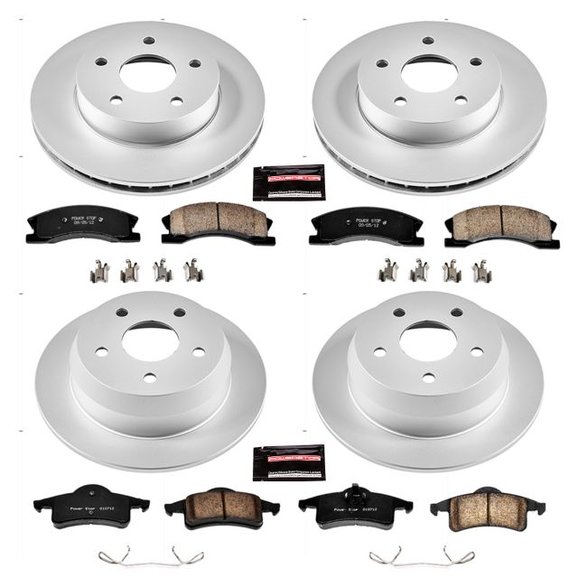 Power Stop Front & Rear Z17 Evolution Geomet Coated Brake Kit Power Stop CRK2150 Front & Rear Z17 Evolution Geomet Coated Brake Kit for 99-04 Jeep Grand Cherokee WJ with Akebono Calipers