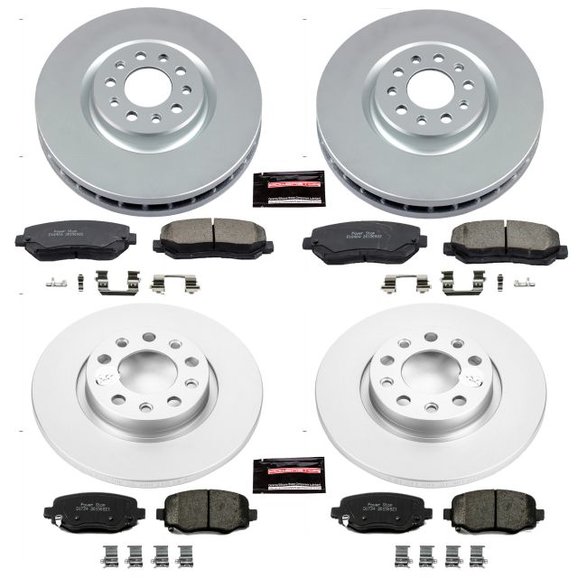 Power Stop Front & Rear Z17 Evolution Geomet Coated Brake Kit Power Stop CRK6539 Front & Rear Z17 Evolution Geomet Coated Brake Kit for 14-19 Jeep Cherokee KL with Single Piston Front Calipers