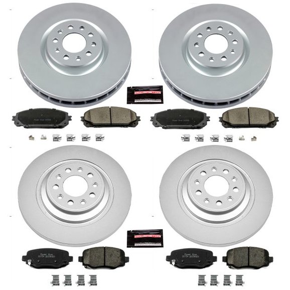 Power Stop Front & Rear Z17 Evolution Geomet Coated Brake Kit Power Stop CRK6541 Front & Rear Z17 Evolution Geomet Coated Brake Kit for 14-16 Jeep Cherokee KL with Dual Piston Front Calipers
